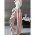 thumbnail image 5 of Womens Parachute Pants Wide Leg Baggy Pants Y2K Elastic Waist Jogger Sweatpants Track Pants Streetwear Pink XL, 5 of 7