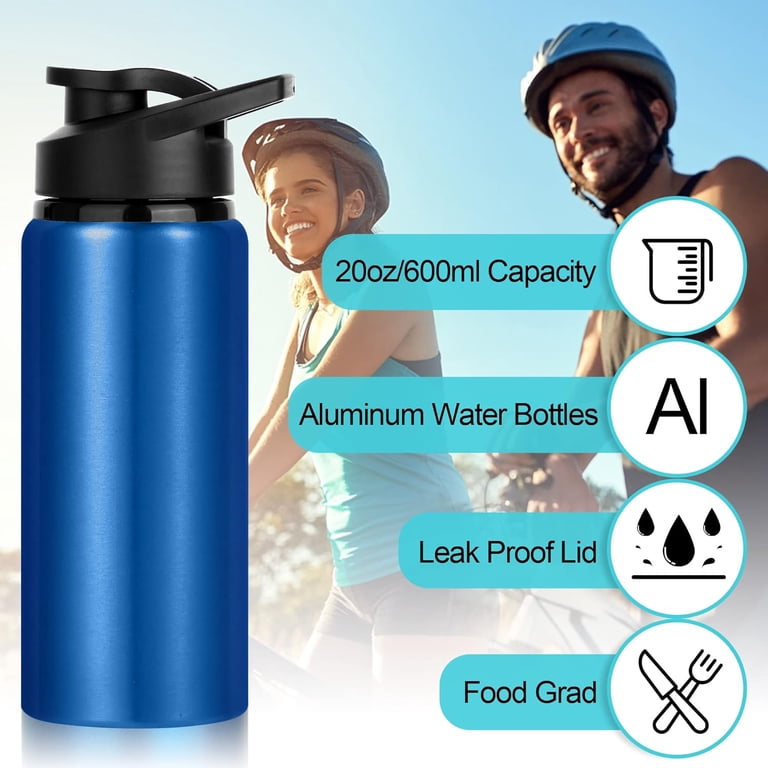12 Pack 17oz Reusable Aluminum Water Bottles - Leakproof Twist Lid, Metal Buckle, For Gym Camping Hiking