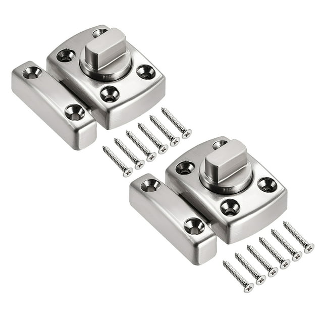 Uxcell Rotate Bolt Latch, 1" Zinc Alloy Security Door Slide Lock, 2 Pack (Silver)