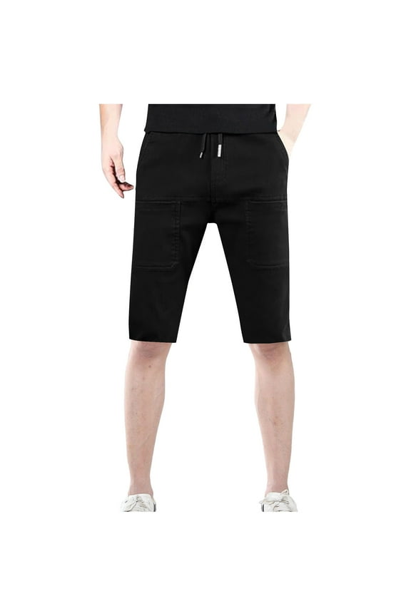 Men Cargo Shorts Big and Tall Men's Summer Shorts Casual 2025 Fashion Lightweight Drawstring Shorts Work Outdoor Hiking Pants with Pockets Clearance Black,4XL