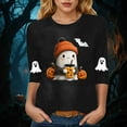thumbnail image 5 of Jkety Halloween 3/4 Sleeve V Neck Shirts Fall Halloween Funny Skull Graphic Length Sleeve Top Spooky Season Tees Women Tshirts(Black,XL), 5 of 6