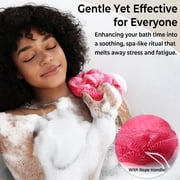 African Net Sponge Authentic - 2 Pieces Real African Exfoliating Loofah Sponge with Knots - African Net Wash Cloths for Body Scrubber Exfoliator Purple & Pink - Back Scrub for Shower Bath Accessories