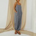thumbnail image 2 of ZANZEA Womens Jumpsuits Stripe Design Pocket Ankle Length Overalls Rompers Loose Playsuit, 2 of 4