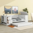 thumbnail image 2 of Twin Size Daybed with Trundle, Wood Twin Daybed Frame with Drawers, Storage Arms and Charging Station, Sofa Bed for Living Room Bedroom Guest Room - White, 2 of 9