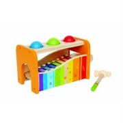 Hape Pound Tap Bench with Slide Out Xylophone Durable Wooden Musical Pounding Toy, Yellow