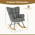 thumbnail image 3 of Giantex Linen Nursery Rocking Chair with High Backrest Padded Armrests & Seat for Nursery Dark Grey, 3 of 10