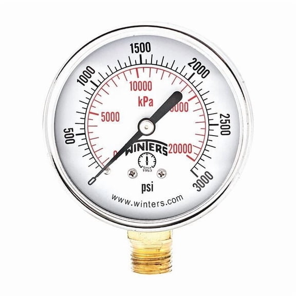 Winters Pressure Gauge,2-1/2" Dial Size,Black PEM291