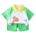 thumbnail image 4 of Toddler Boys Clothes Baby Boy Kid Spring Summer Cotton Animal Printed Short Sleeve Running Suit 0 3 6 12 18 24 Months T-shirt with Elastic Waist Shorts Tee & Set 2-Piece, 4 of 7