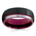thumbnail image 2 of Purple Tungsten Wedding Band Black Tungsten Ring 8mm Unique Tungsten Ring men & Women Purple Wedding Band Comfort Fit, 2 of 2