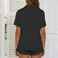 thumbnail image 4 of SWSMCLT Women's Breathable Pajama Set Boyshorts Comfy Classic Matching Sets Loungewear Set Button Chic Elastic Band Black Small, 4 of 5
