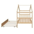 thumbnail image 6 of Twin Size House Bed with Twin Size Trundle, Wooden 2-in-1 Bed Frame with Roof and Headboard, Modern Versatile Daybed with Slats Support for Kids Bedroom, Natural, 6 of 8