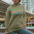 thumbnail image 2 of Peace, Love and Camping, Camper, Adventure Lover or Outdoorsy Quote, Groovy Retro Wavy Text Merch Gift, Sand Hooded Sweatshirt or Hoodie, 2XL, 2 of 5