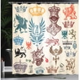 thumbnail image 4 of Ambesonne Medieval Shower Curtain, Classic Royal Crown Motifs, 69"Wx70"L, Multicolor, 4 of 5
