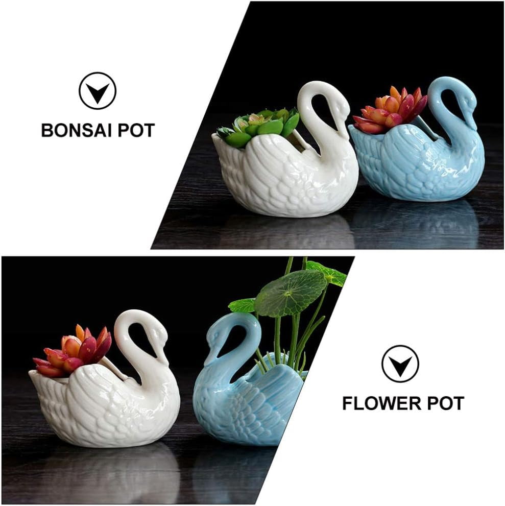 CATPAN Outdoor Decor Plant Pot Swan Plant Window Boxes Cute Flower Pot Animal Ceramic Succulent Planter Pots Flower Plant Containers Decor for Home Office Animal Pots Home Decor