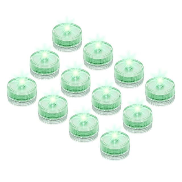 Unique Bargains 12Pcs Bright LED Tea Light, Green Waterproof Flameless Candles Color Change Party Wedding Festivals Decor