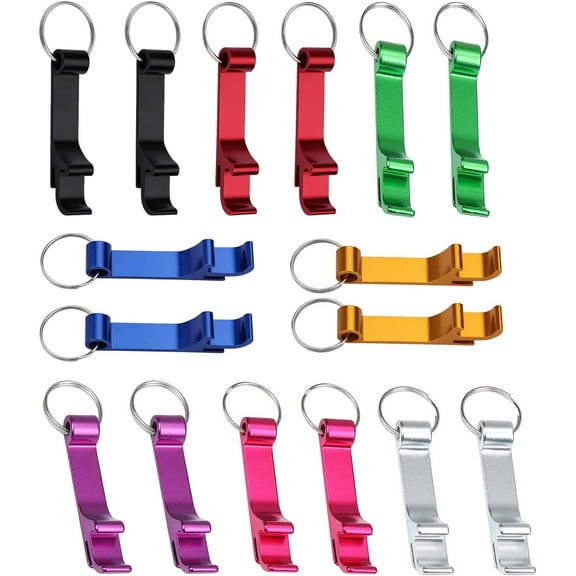 16 Pcs Aluminum Beer Bottle Opener Claw Bar Keyring Bottle Openers Pocket Beer Bottle Openers with Keychain Soda Beverage Beer Bottle Opener 8 Colours (PHC70005)