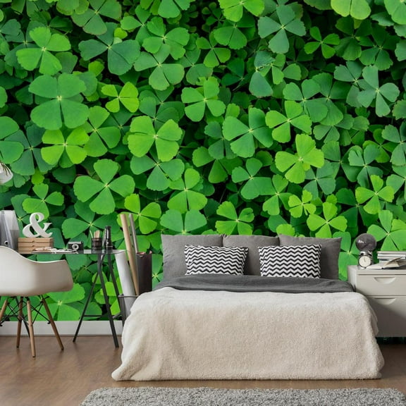 Tiptophomedecor Botanical Wallpaper Wall Mural - Green Clover