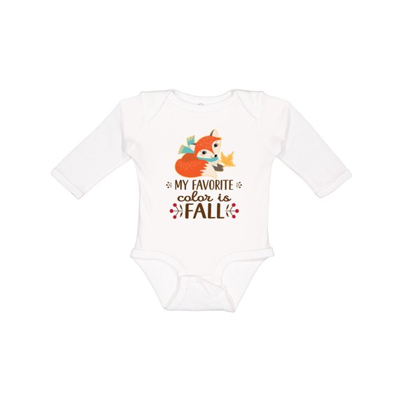 Inktastic October Favorite Color is Fall Girls Long Sleeve Baby Bodysuit
