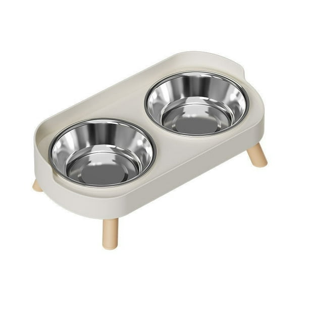 Comedero y bebedero elevados para mascotas: soporte de plástico, cuencos de acero inoxidable, antideslizantes, para gatos y perros, mejoran la digestión, comedero lento
