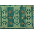 thumbnail image 1 of Ahgly Company Machine Washable Indoor Rectangle Southwestern Turquoise Blue Country Area Rugs, 5' x 8', 1 of 4
