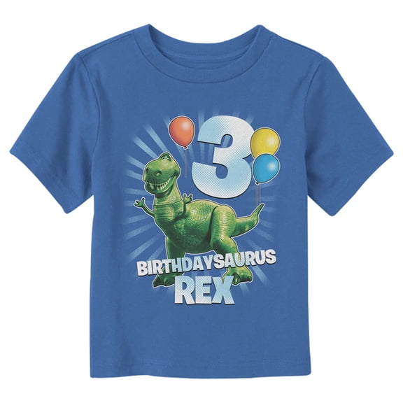 Toddler's Toy Story Birthdaysaurus Rex 3  Graphic Tee Royal Blue 4T