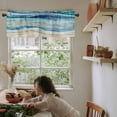 thumbnail image 6 of Coastal Beach Valances for Windows - Navy Blue Kitchen Curtains Valances - Abstract Blue Wave Window Valances Bathroom Window Treatment Modern Ombre Valances Curtains for Living Room Bedroom 54"x18", 6 of 6