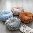 thumbnail image 3 of Pleated Throw Pillow, Round Pumpkin Velvet Cushion Floor Pillows for Living Room Chair Couch Sofa Home Decor, 3 of 3