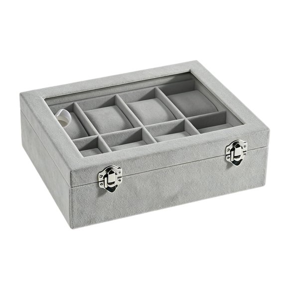 Expositor de relojes de pulsera para hombre, contenedor portátil y versátil para organizar joyas. Resistente. Gris