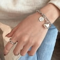 thumbnail image 5 of Heart Round Piece Double Layer Bracelet for Women - 925 Silver Girlfriends Jewelry with Modern Design and Meaningful, 5 of 6
