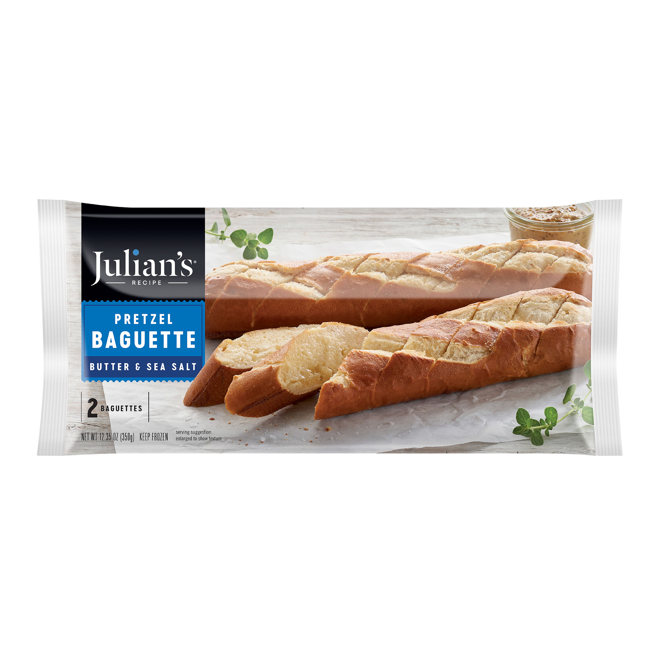 Julian’s Recipe Butter & Sea Salt Pretzel Baguette, 12.35 oz, 2 Pack