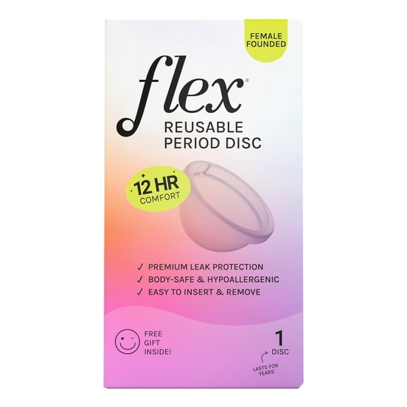 Flex Reusable Period Disc, Zero-Waste Menstrual Disc, Body-Safe & Non-Toxic, 12-Hour Wear, 1 Count