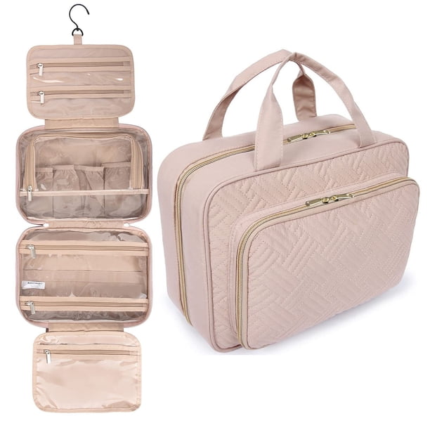 Neceser para Mujer, Neceser de Viaje Grande para Cosméticos, Neceser Colgante para Baño, Neceser para Viajes, Viajes de Negocios y Camping, Rosa Bebé