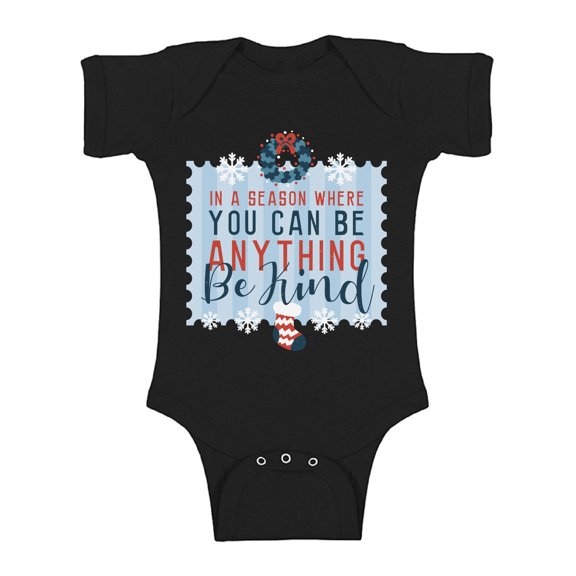 Be Kind Christmas Bodysuit Short Sleeve Xmas T-Shirt for Baby Boys Baby Girls Kids Holiday One Piece Top