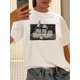 thumbnail image 1 of Round Neck Retro Casual Print T-shirt Top Women's Clothing, 1 of 6