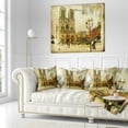 thumbnail image 3 of Designart Notre Dame Cathedral Vintage Card - Contemporary Throw Pillow - 18x18, 3 of 5