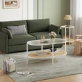 thumbnail image 2 of EDTara Oval Coffee Table With 2 Tiers, Tempered Glass Surface, Rattan Storage, and Durable Metal Frame for Apartment, 2 of 8