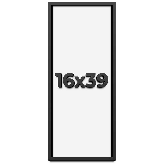 16x39 Shadow Box Frame Black | 1 inches Deep Real Wood Contemporary Shadowbox Display Frame | UV