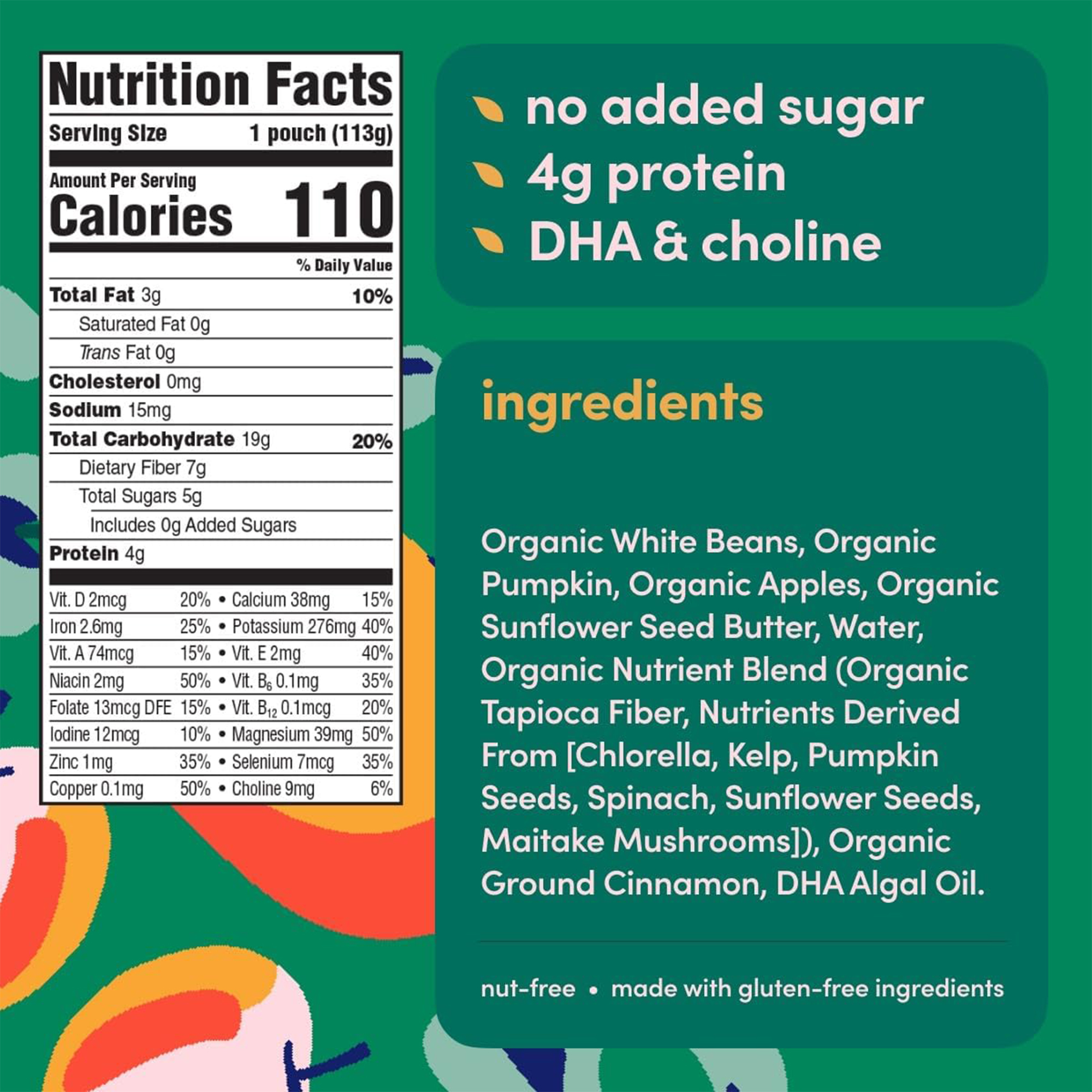 Cerebelly Organic Baby Food Pouches Variety Pack, Veggie & Bean Purees, 16 Nutrients, No Added Sugar, Fiber & Non-GMO, 4oz, 8 Pack