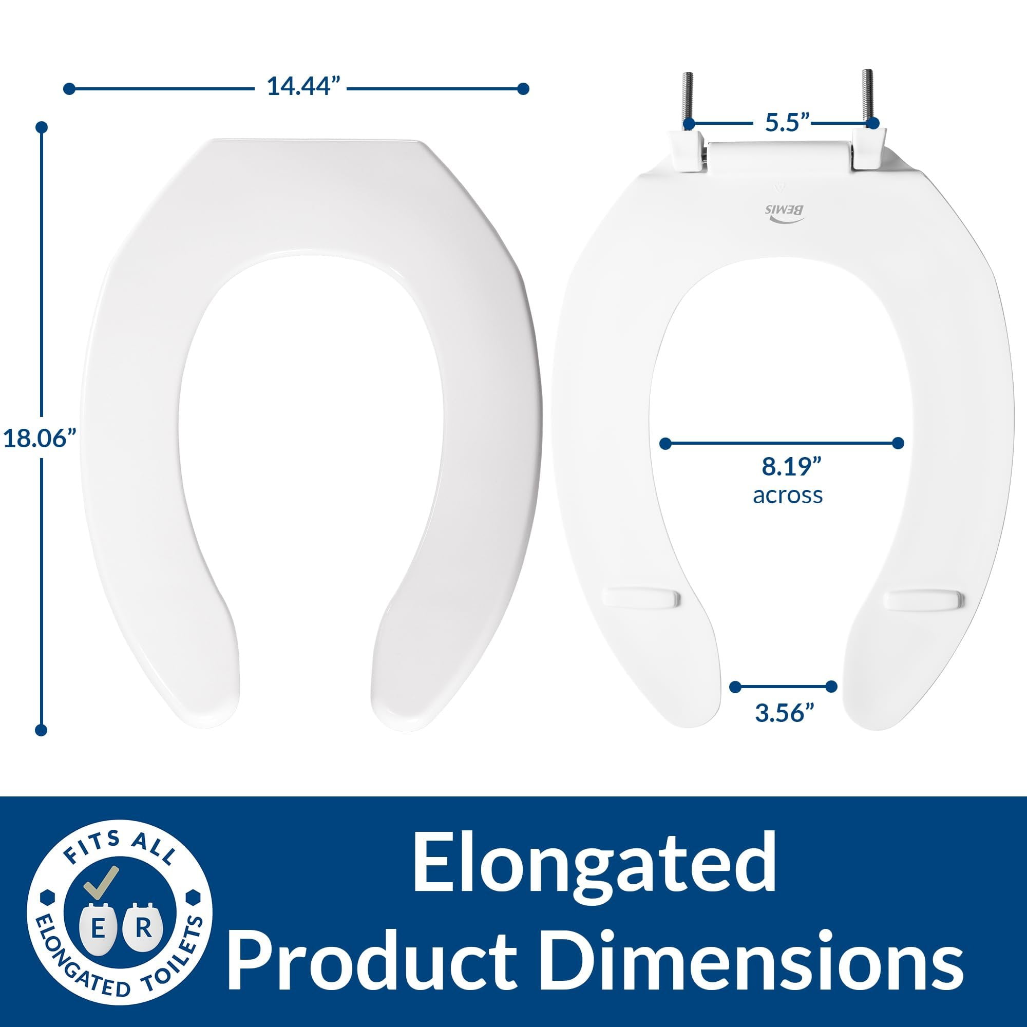 Church 255 000 Commercial Heavy Duty Open Front Toilet Seat, Elongated, White