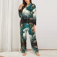 thumbnail image 2 of Pajamas for Women Set - Tropical Parrot Floral Artwork Comfy Long Sleeve Button Up Pajama Sets for Women 2 Piece, Soft Sleepwear Nightwear Pjs Lounge Sets for Women with Pockets, 2 of 6