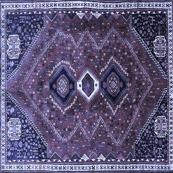 Ahgly Company Indoor Square Persian Blue Traditional Area Rugs, 7' Square
