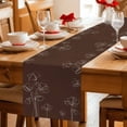 thumbnail image 5 of Brown Flowers Table Runner - 60 Inch Long Pastoral Abstract Floral Minimalist Art Cotton and Linen Blended Dress Scarves Farmhouse Table Runner for Kitchen Dining, Coffee Table, 13" x 60", 5 of 8
