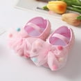 thumbnail image 2 of Infant Baby Girls Mary Jane Shoes Soft Sole Ballet Slippers with Bow Princess Dress Wedding Shoes Newborn Crib Shoes First Walkers Shoes, 2 of 6
