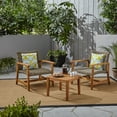 thumbnail image 2 of GDF Studio Savannah Outdoor Acacia Wood and Wicker 3 Piece Chat Set, Gray and Natural, 2 of 8