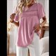 thumbnail image 4 of Blusas de Verano para Mujer, Cuello Redondo, Corta, Blusas Casuales de con Dobladillo de Encaje Fluido, Ropa de Moda 2025 Rosa L, 4 of 10