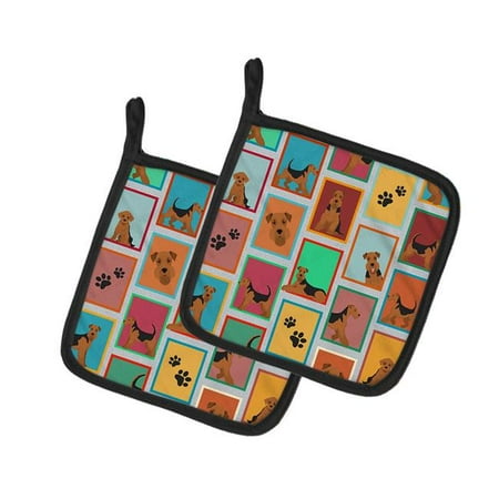 

7.5 x 7.5 in. Unisex Lots of Airedale Terrier Pair of Pot Holders