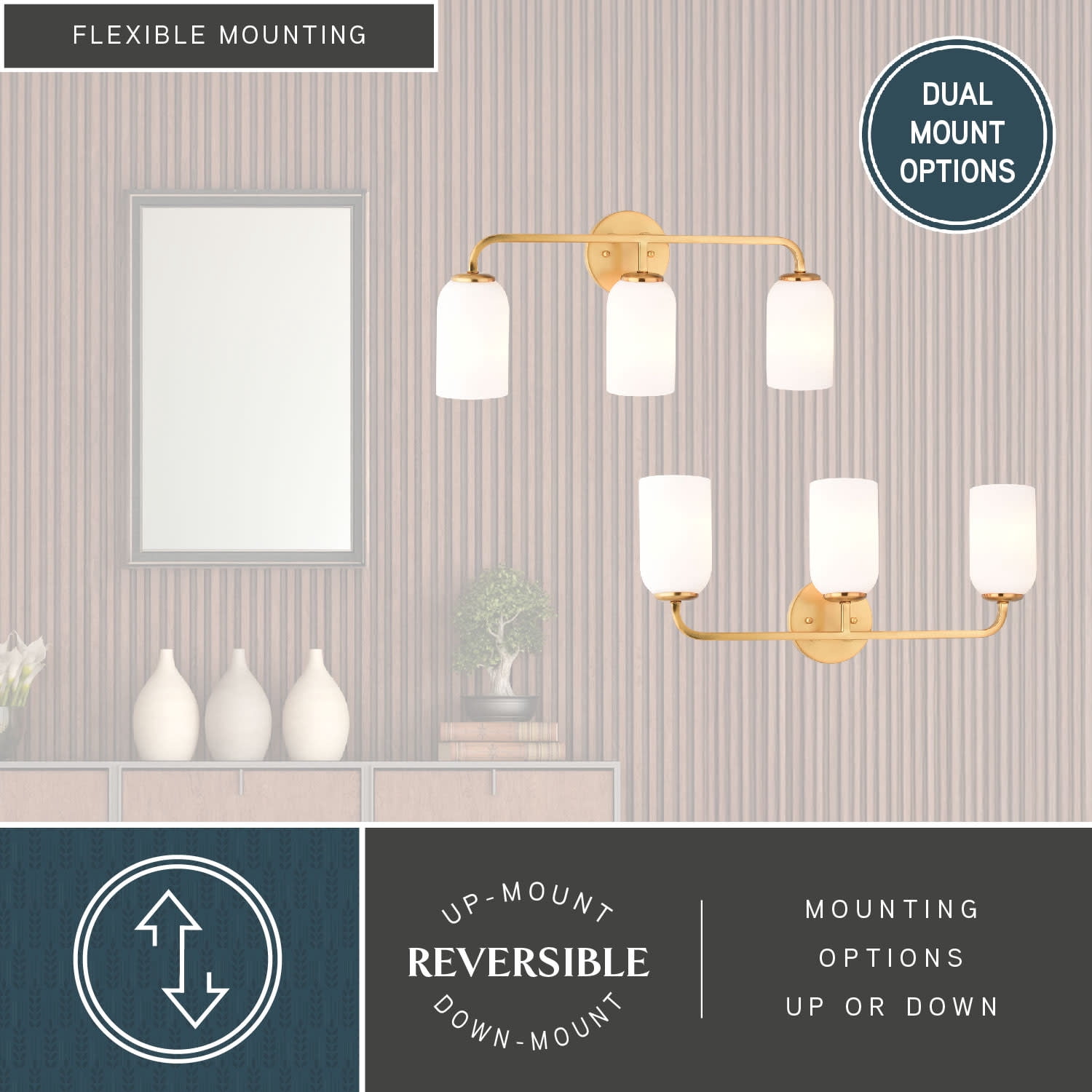 Shelby 3 Light Gold Brass Transitional Bathroom Vanity Fixture White Glass