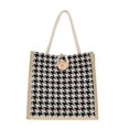 thumbnail image 2 of Trendy Cute Office Worker Tote For Students Stripe Casual Women Shoulder Bags Korean Canvas Handbag Grid Underarm Bags Lunch Bags KHAKI, 2 of 8