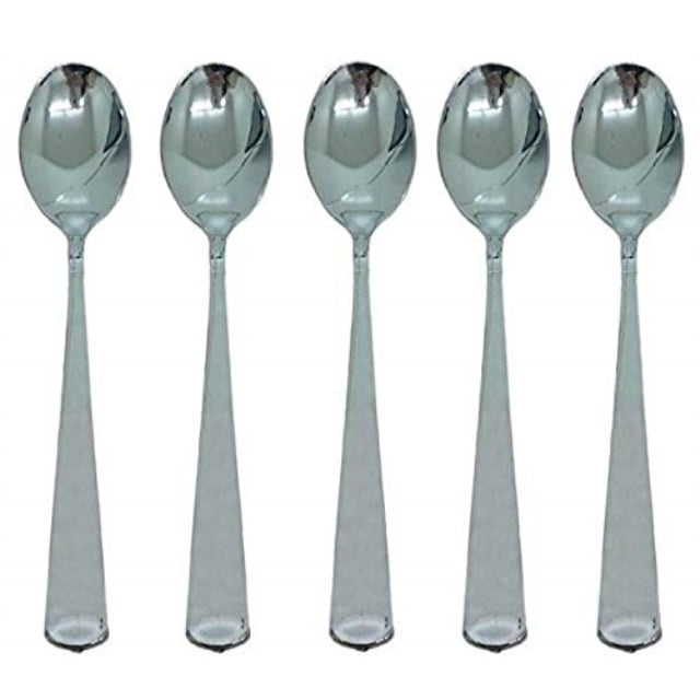 50 silver spoons sturdy durable plastic silverware flatware. elegant