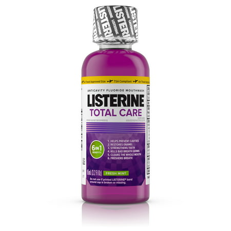Listerine Total Care Anticavity Mouthwash Fresh Mint Flavor, 3.2 fl. (Best Toothpaste And Mouthwash For Braces)